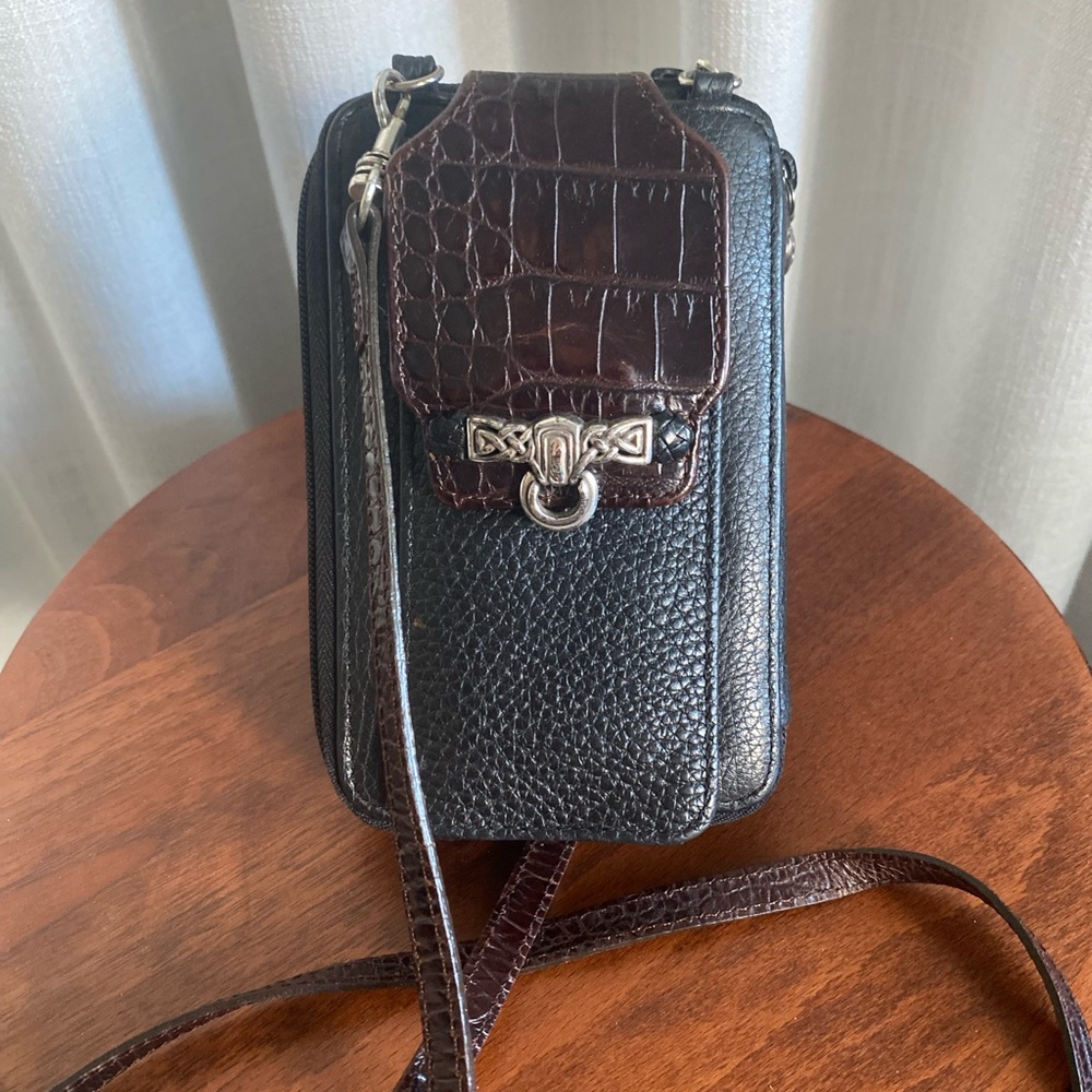 Brighton Black and Brown Textured Crossbody Bag